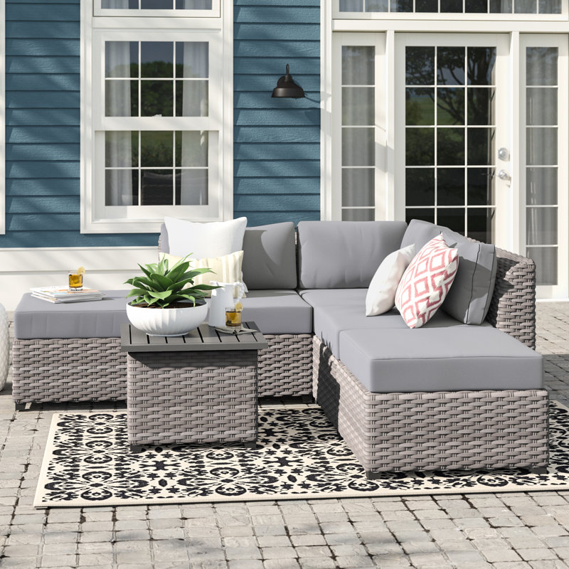 Myerstown 6 Piece Rattan Sectional Seating Group with Cushions
